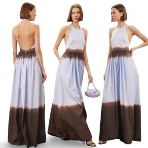 A.L.C. Blair Dip Dye Maxi Dress 10 Fudge & Sky Blue Halter Boho Girl $595 Size 8